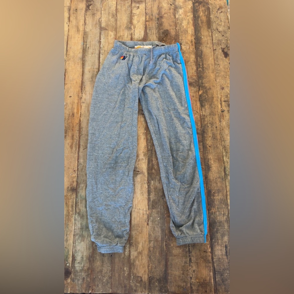 Aviator Nation gray sweatpants with neon stripe!